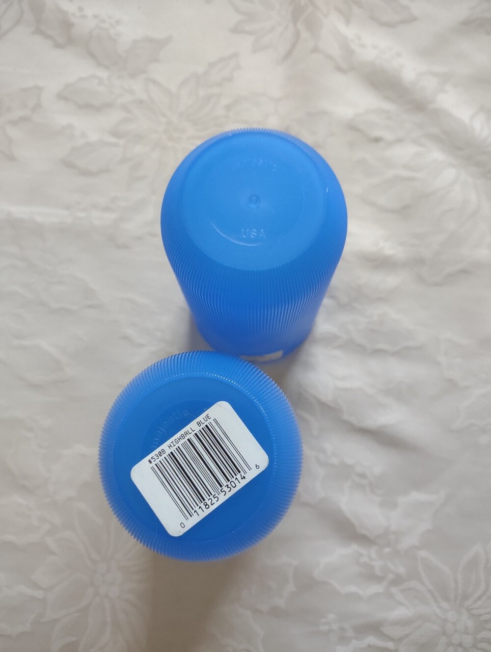 New 🆕 Rare Find Majestic Vintage Highball Blue Plastic Ribbed Vertical Stripes - Picture 3 of 7
